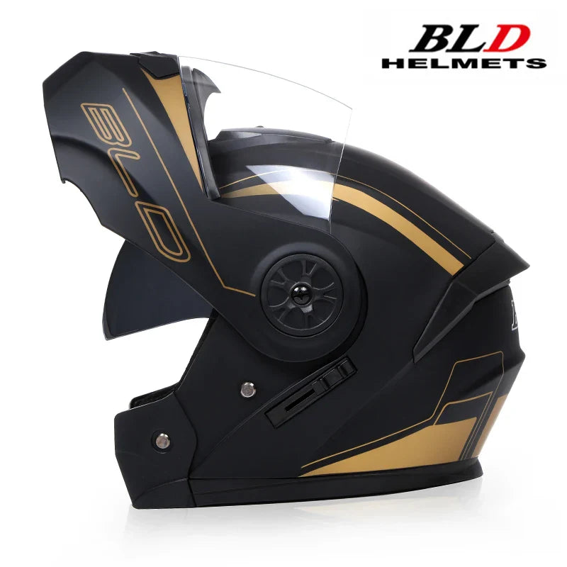 BLD Personalized Full Face Motorcycle Helmet – Dual Lens Modular Flip-Up Casco Moto for Men & Women