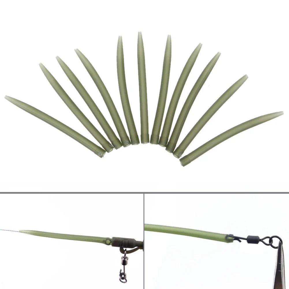 100PCS Terminal Carp Fishing Anti-Tangle Sleeves: Rubber Tip Tube Positioner Connectors for Fishing Hooks - Terminal Tackle Accessories
