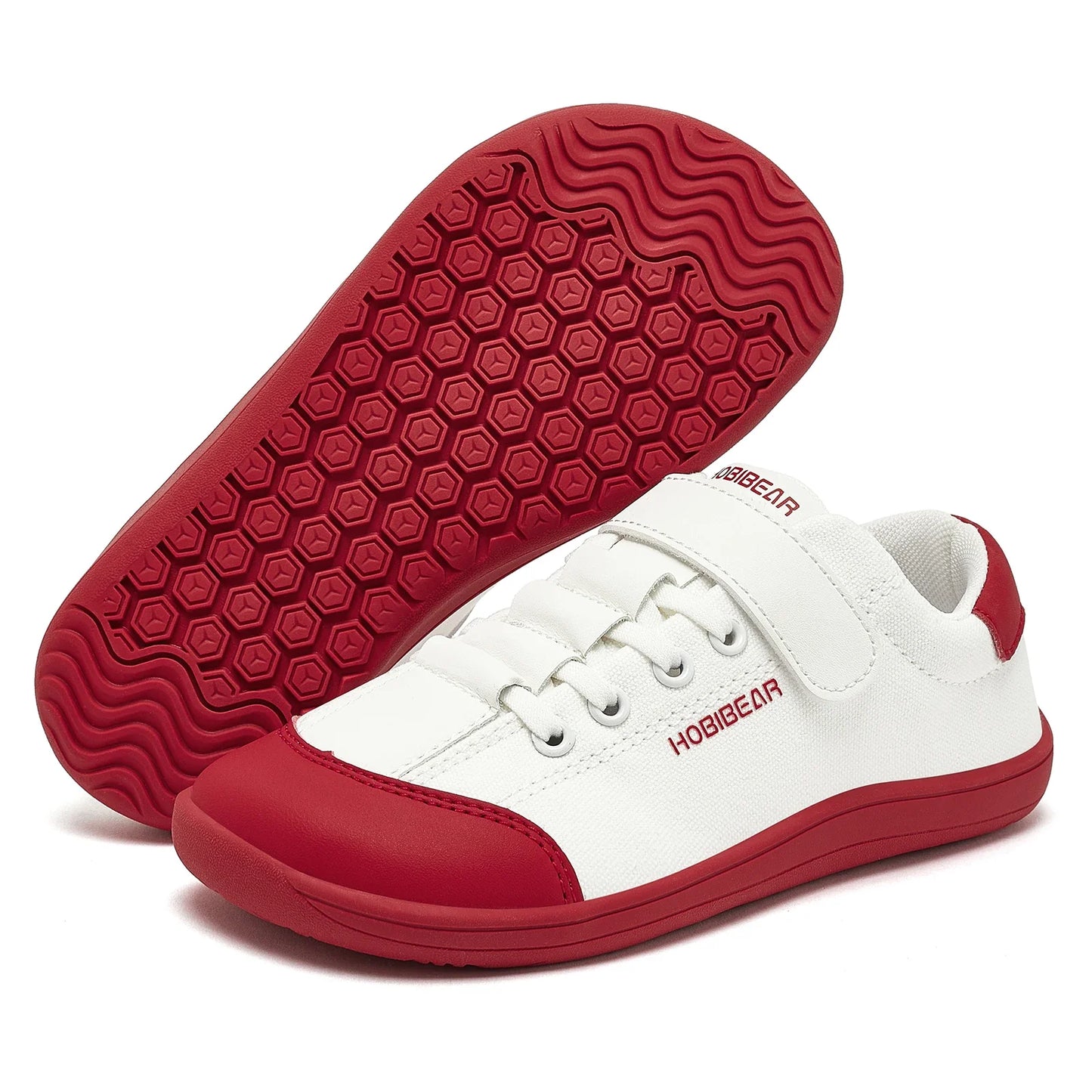HOBIBEAR Kids Barefoot Shoes – Wide Toe Minimalist Sneakers for Boys & Girls, Lightweight Hook Loop, Artificial Leather & Fabric