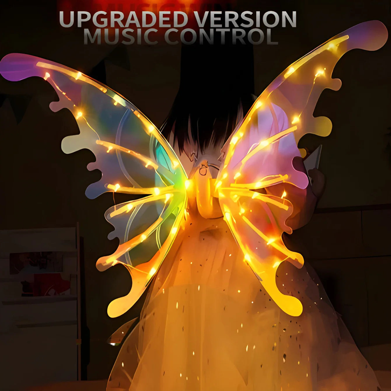 Moving Luminous Music Elf with Butterfly Wings – Indoor/Outdoor Back Decoration Toy Gift (No Battery Included)"