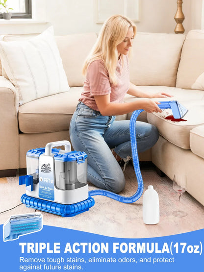 Portable Carpet & Upholstery Cleaner - 32KPa Powerful Suction with 5 Cleaning Tools