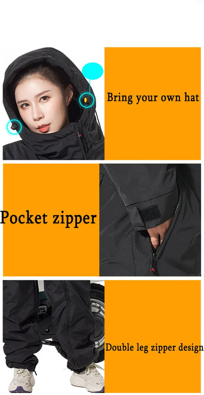 Winter Motorcycle Jacket - ColdProof, Windproof Suit for Men & Women, Cross-Country Gear, Ski & Fishing Velvet Equipment