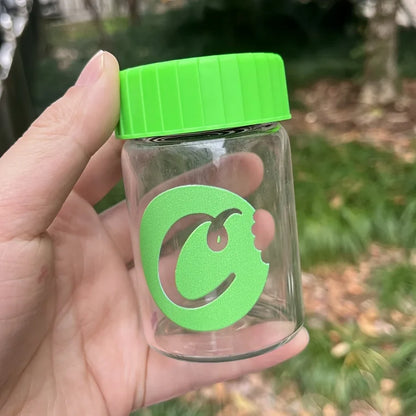 Glass Jar with LED Light — Light-Up Airtight Smoking Storage Bottle with Magnifying Viewing Multi-Use Container