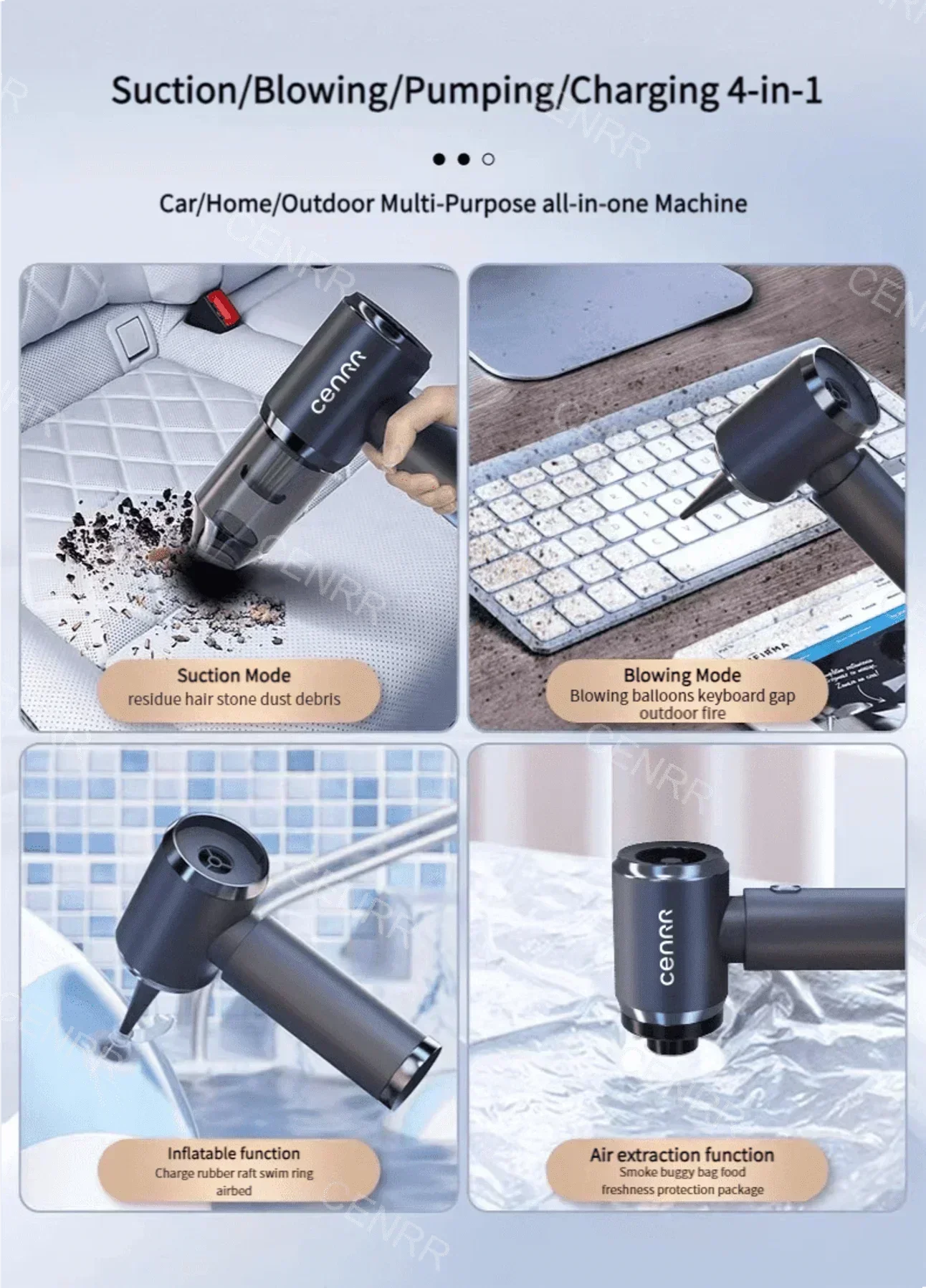 CENRR 210000PA Mini Wireless Car Vacuum Cleaner – Powerful Handheld Portable Cleaning Machine