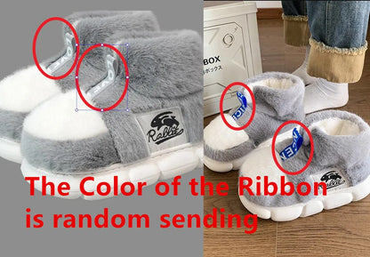 2025 Winter Warm Plush Slippers – High-Top Platform Indoor Snow Boots for Women & Men, Cozy Home Shoes with Soft Lining