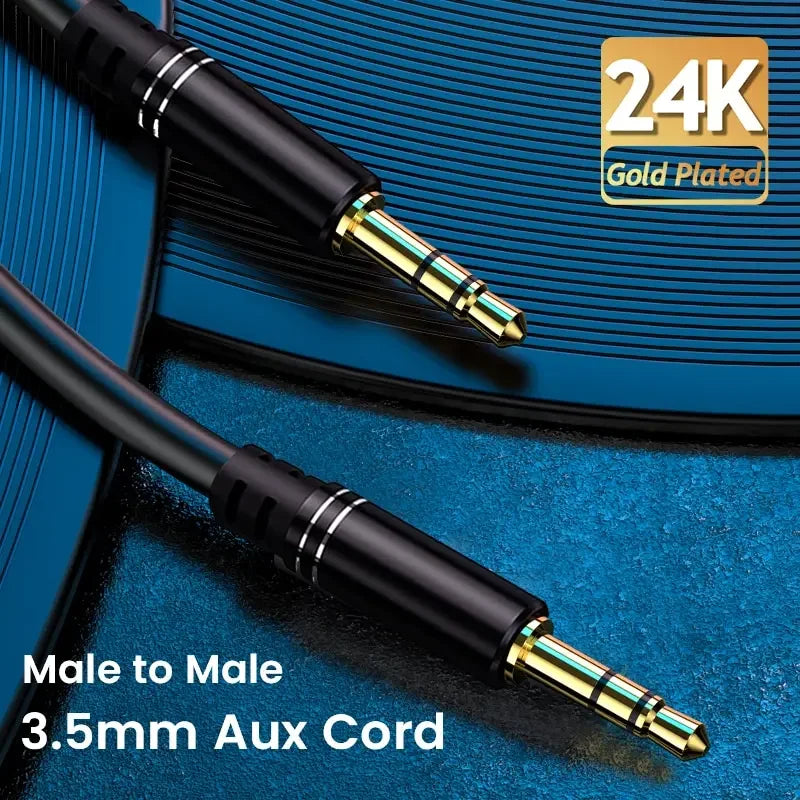 3.5mm Male to Male Aux Audio Cable — Compatible with Car Stereos, Speakers & Headphones