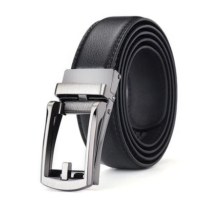 Men’s Top Quality Cowhide Leather Belt – Automatic Alloy Buckle Belt for Men