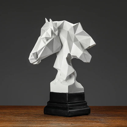 Cube Horse Head Sculpture - Polygonal Resin Horse Figure for Modern Home Decor