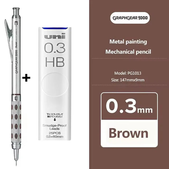 Pentel Graphgear 1000 Mechanical Pencil PG1000 – Low Center of Gravity Precision Drafting Pencil 0.3/0.5/0.7/0.9mm Art & Drawing Tool