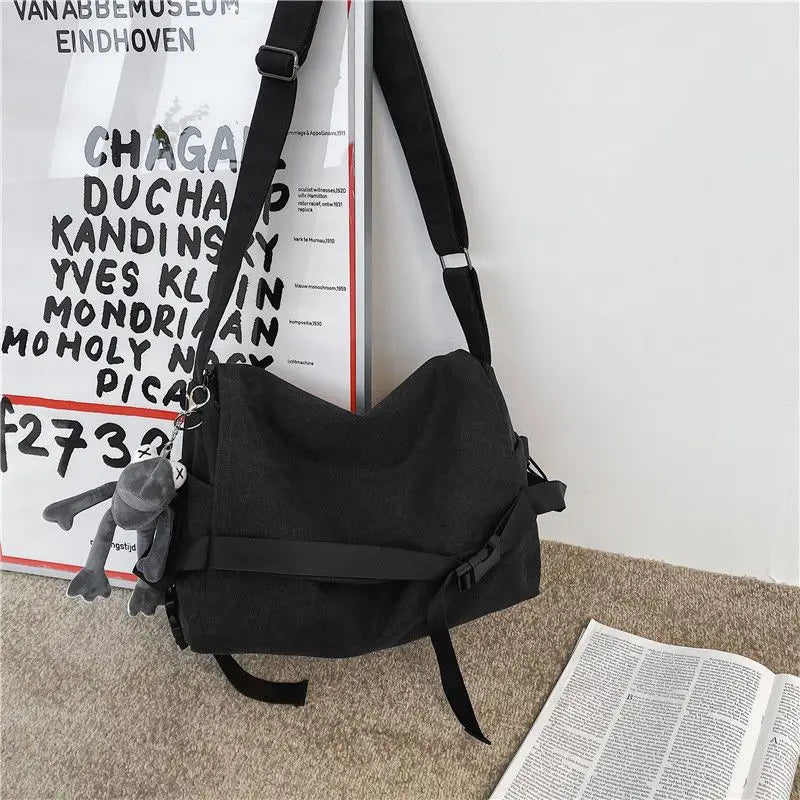 Canvas Messenger Bag – Large Capacity Shoulder Crossbody Handbag for Women, Men & Students, Fashion School & Daily Use