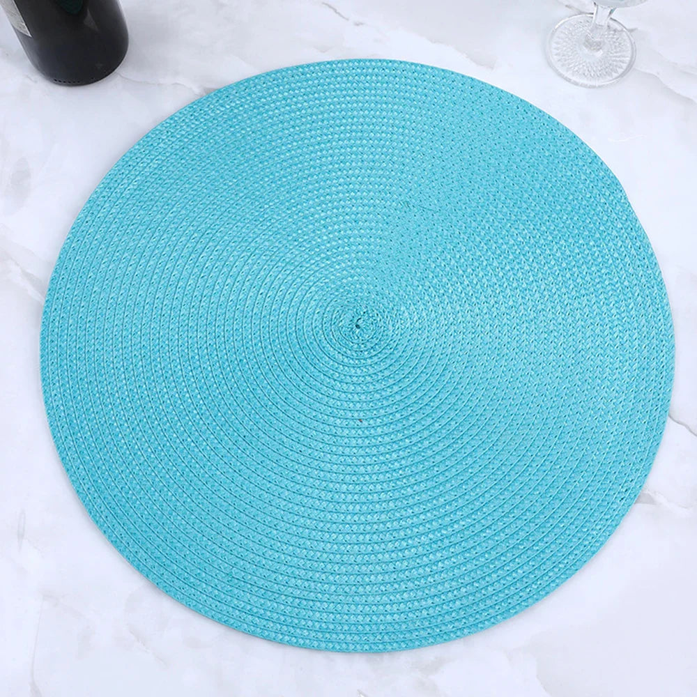 38cm Round Braided Tableware Mat – Washable, Anti-Slip, Heat-Resistant Dining Placemat and Drink Coaster for Home Decor