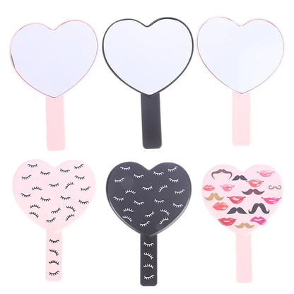 High Definition Heart-shaped Handheld Eyelash Mirror: Makeup Vanity Mirror Girl Gift