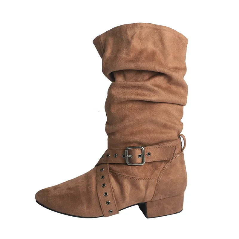 Wedopus Women’s Customized Heel Western Dance Boots – Black Suede Cowboy Shoes for Urban Dancing