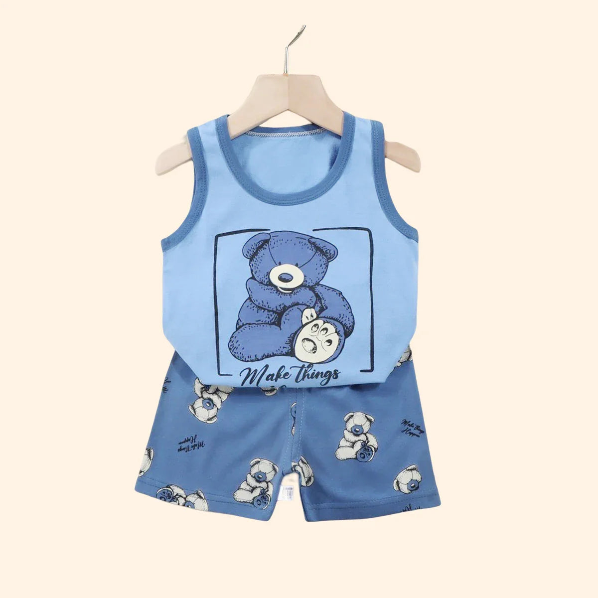 2PCS Kids Summer Vest Set – Cotton Sleeveless T-Shirt & Shorts for Boys & Girls Baby Clothes