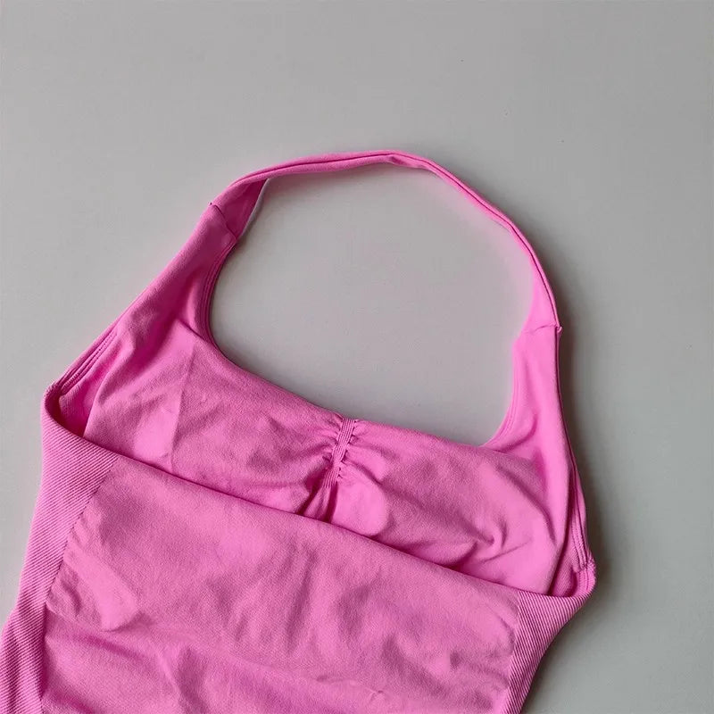 Women’s Halter Yoga Sports Vest – Shockproof High Support Fitness Bra for Running, Pilates & Workout, Beautiful Back Activewear Top