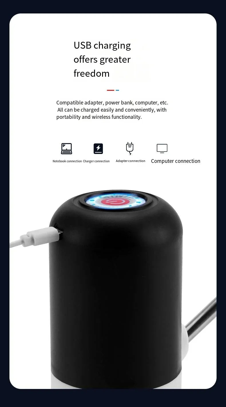 Portable Electric Water Pump - Large Battery Capacity Rechargeable Pump with One-Touch Easy Operation