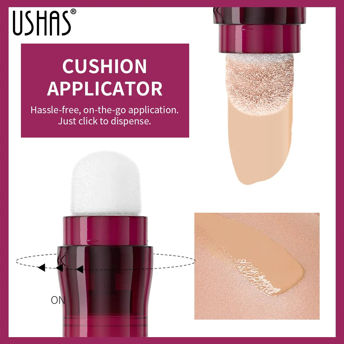 USHAS Sponge Tip Foundation Concealer – Waterproof, No Makeup Removal, 12 Colors Available
