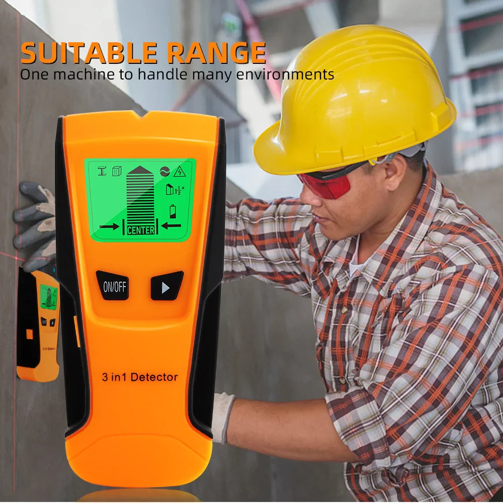 3-in-1 Wall Metal Detector – Professional Deep Scan for Metal, Wood Studs, AC Voltage & Live Wires