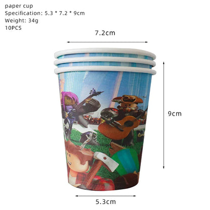 Roblox Birthday Party Supplies — Balloons, Disposable Tableware & Backdrop for Kids’ Party or Baby Shower