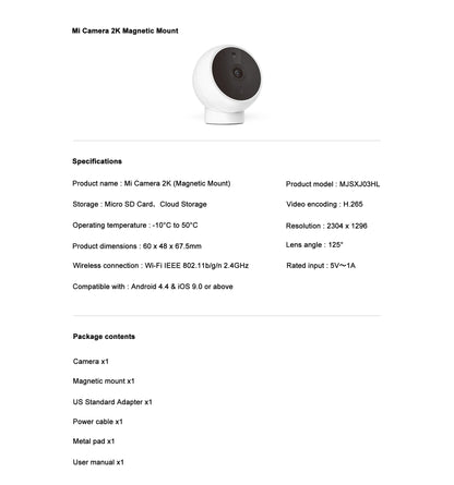 XIAOMI Smart IP Camera 2K HD — WiFi Home Security CCTV with Night Vision, AI Alarm & Voice Intercom