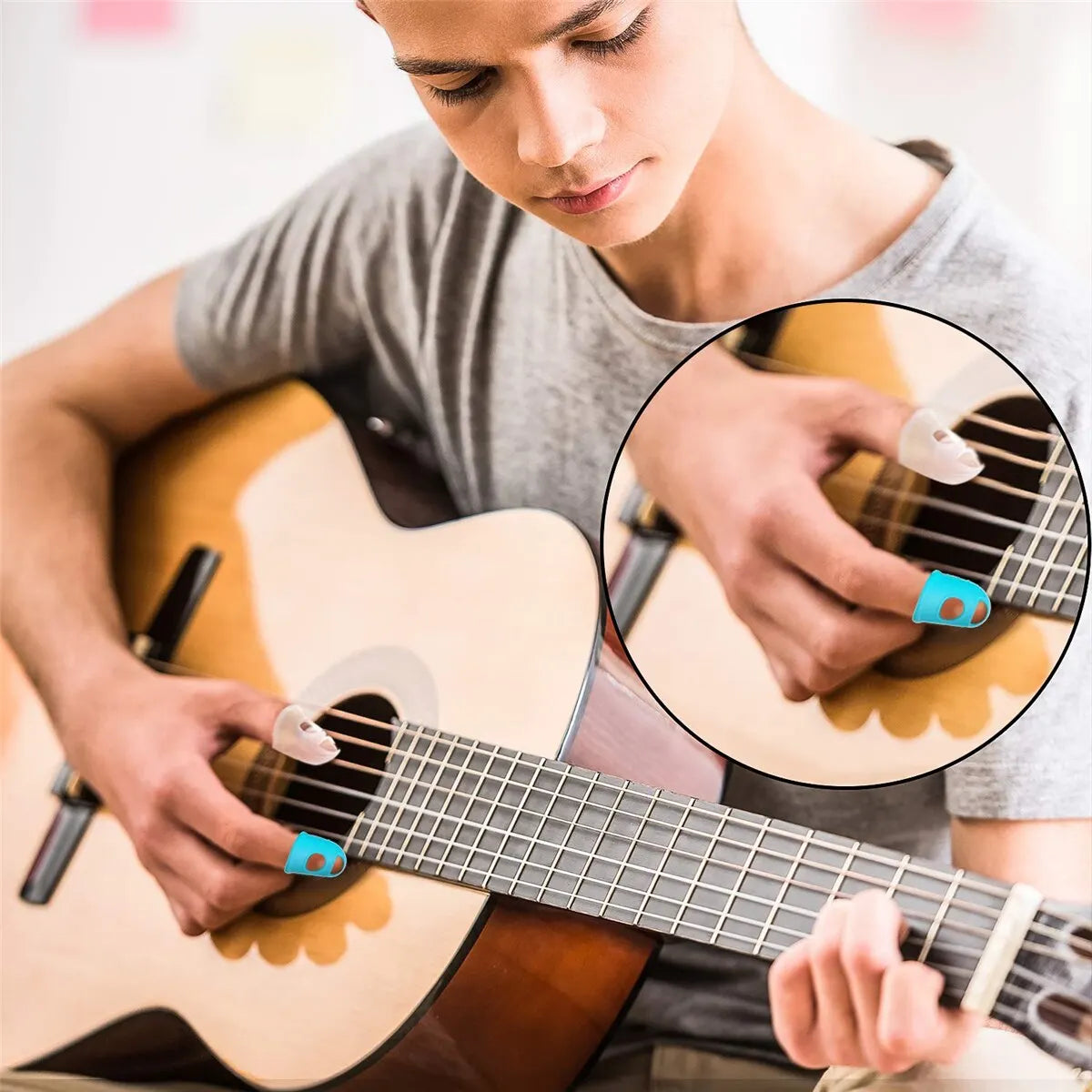 Guitar Fingertip Protectors — 10PCS Silicone Finger Guards, 5 Sizes