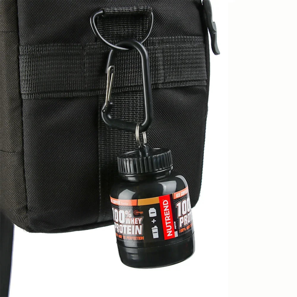 100/200ML Portable Mini Protein Powder Bottle — Keychain Health Container with Funnel for Sports & Outdoors