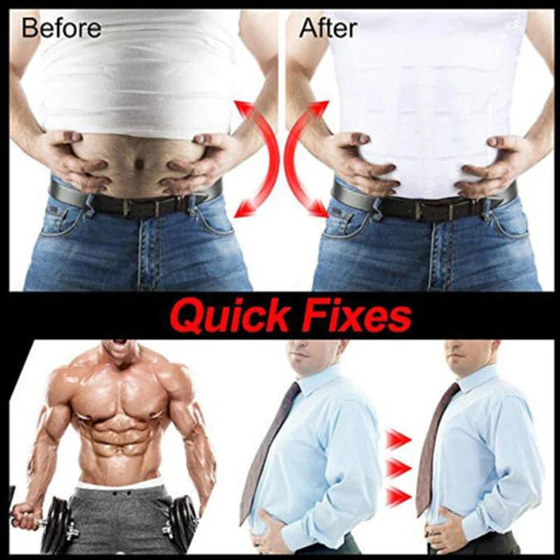 Men’s Slimming Shapewear Corset Vest — Compression Tummy Control Waist Cincher Sports Shirt