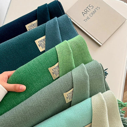 Cashmere Warm Scarf: Double-Sided Winter Pashmina Wrap with Tassel - Fashionable Design, Various Colors
