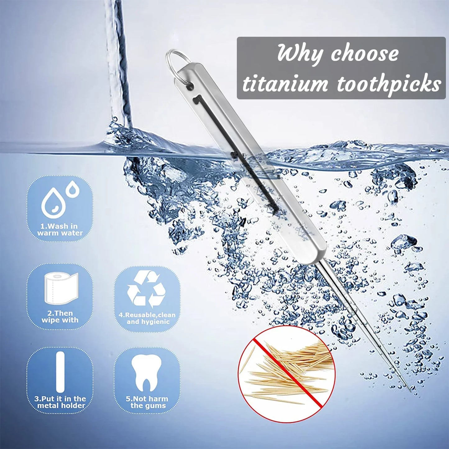 Portable Titanium Toothpicks with Metal Holder - High-Quality Toothpick for Outdoor Picnic and Camping