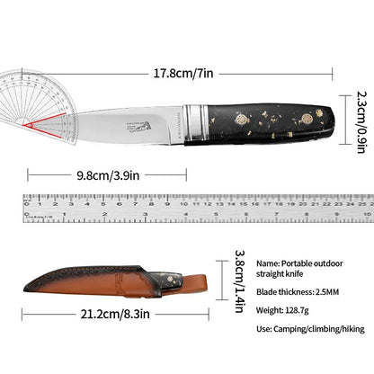 M390 High-Hardness Survival Knife – Nordic Small Straight Mirror-Finish Collector Knife, Camping & Outdoor Fruit Knife