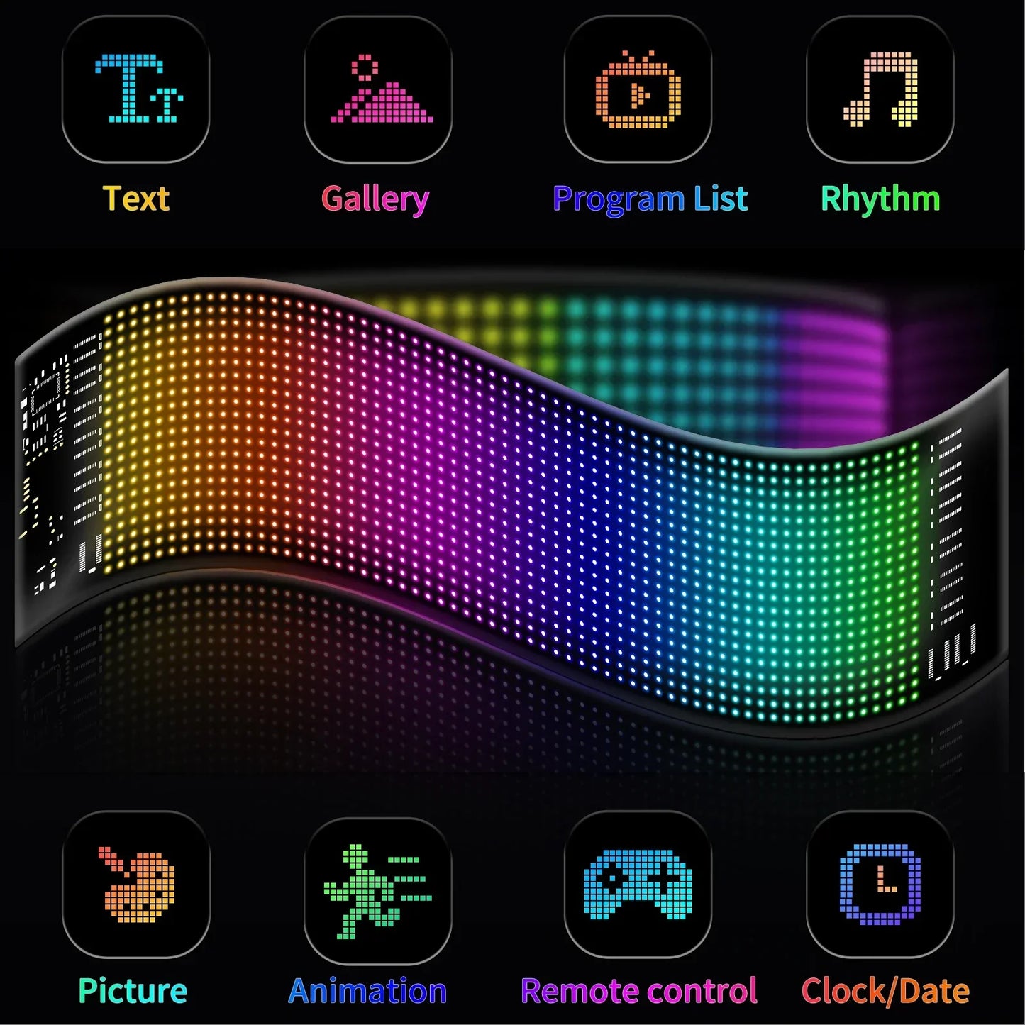 LED Matrix Pixel Panel – Scrolling Bright Advertising Sign with Flexible USB & Bluetooth App Control
