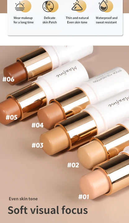 MAXFINE Foundation Stick – Long-Lasting, Blendable Creamy Formula for Shine-Free, Natural Finish – Cruelty-Free