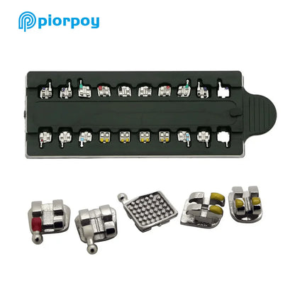 PIORPOY Dental Braces Kit – Orthodontic Metal Brackets MIM Monoblock Roth MBT 022 018 with Hooks for Teeth Treatment