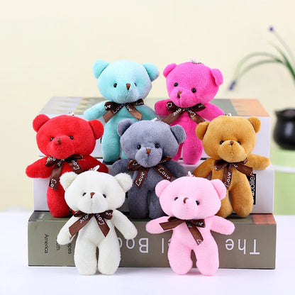 10pcs Mini Bear Plush Keychain — Soft Stuffed Doll Bag Pendant, Cute Toy for Wedding Decoration & Birthday Gift