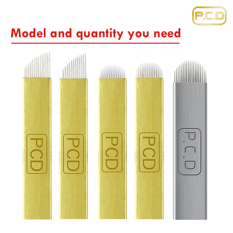 50pcs PCD Microblading Eyebrow Needles – F12/14/19 Tebori Blades for 3D Embroidery Manual Pen