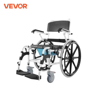 VEVOR 17.5in Shower Wheelchair – Adjustable Rolling Bathroom Chair for Disabled Adults, 300 lbs Capacity
