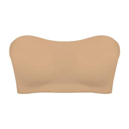 Women’s Strapless Push Up Bra – Seamless Ice Silk Removable Padded Invisible Anti-Slip Beauty Back Off Shoulder Bralette