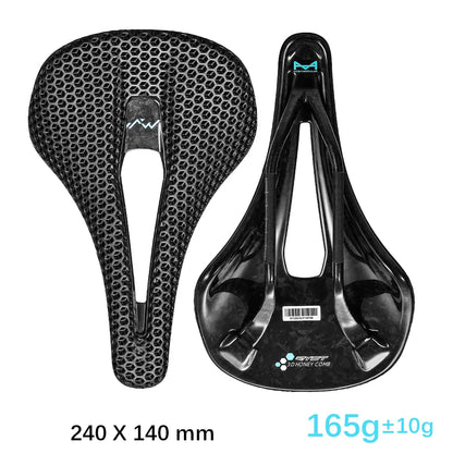 RYET 3D Printed Carbon Bike Saddle — 140/143mm Lightweight Road & MTB Cycling Seat with EVA Cushion