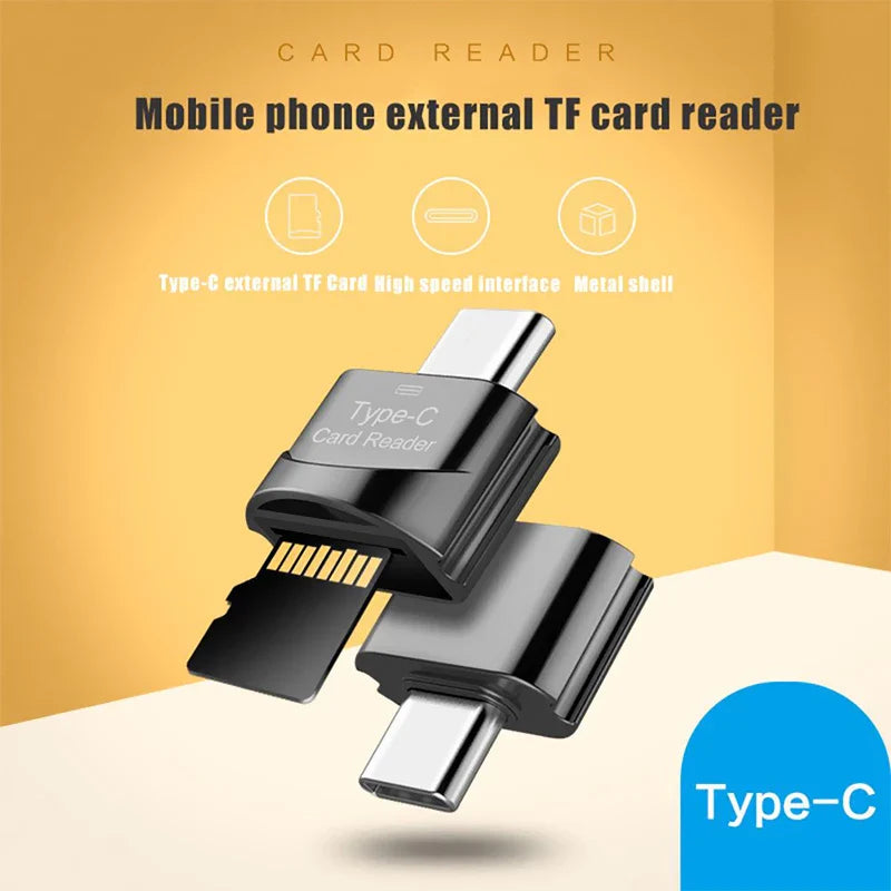 Type C to TF/Micro-SD Card Reader Adapter - OTG High Speed Mini Smart Memory Card Reader for Samsung, Huawei