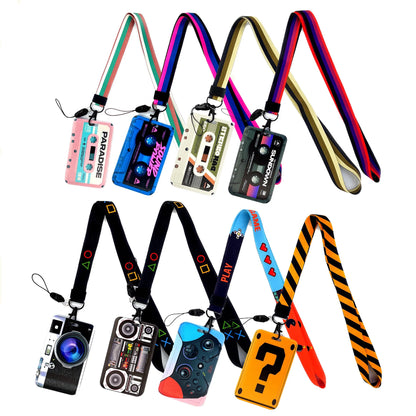 Vintage Tape ID Card Holder with Hanging Rope – Mobile Phone & Chest Card Lanyard