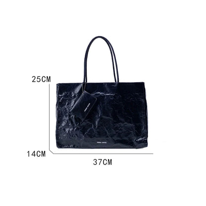 2025 Women’s Pleated Tote Bag – Luxury Vintage Oil-Wax Handbag, Large Capacity Shoulder Purse