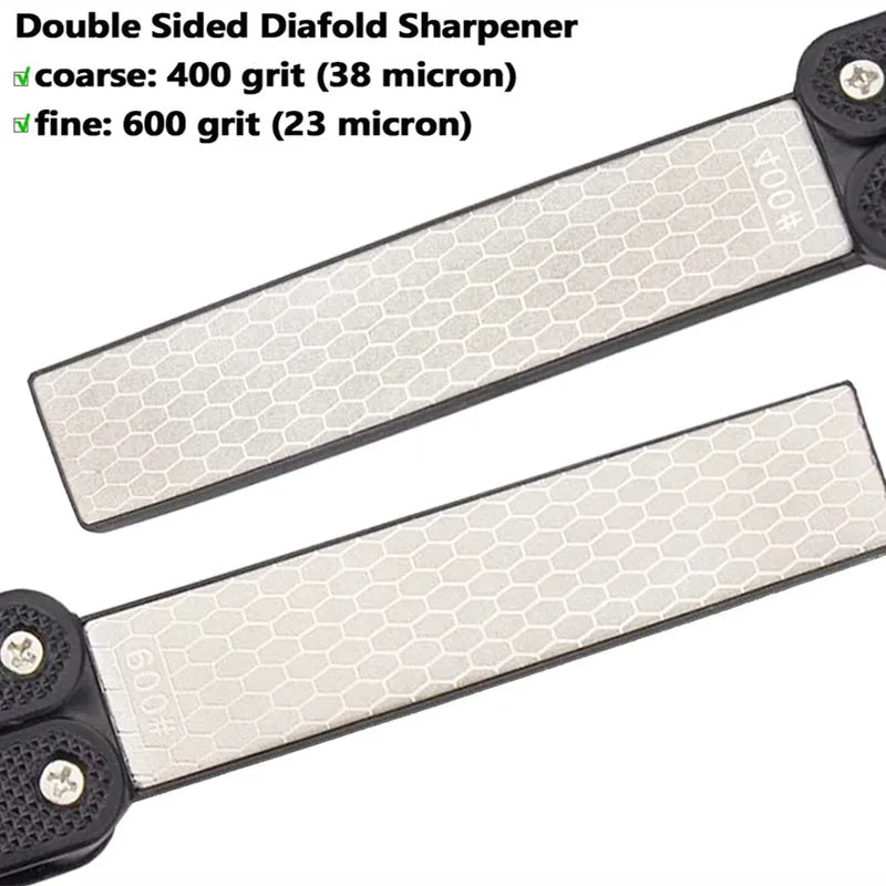Double-Sided Diamond Knife Sharpener – Foldable Pocket Sharpening Stone for Fast, Professional Kitchen Blade Grinding