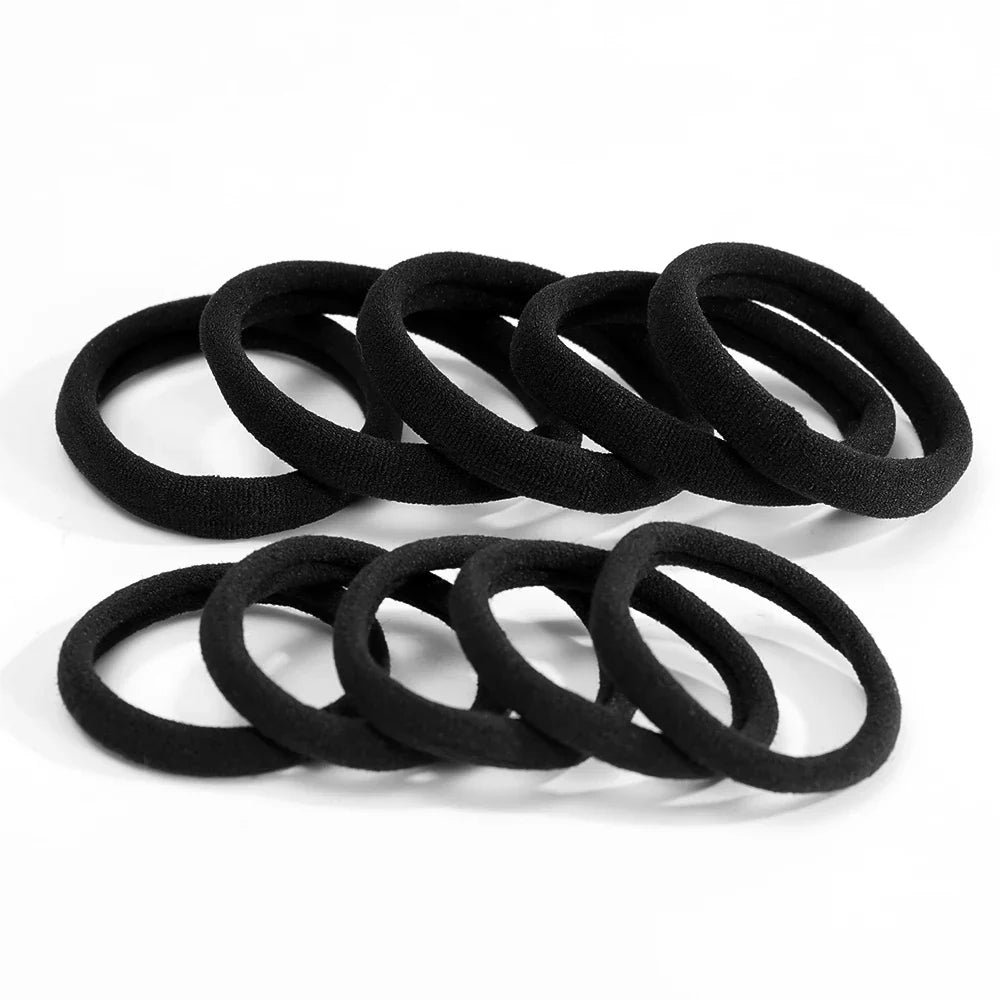 10/100PCS Black Elastic Hair Bands - Simple Rubber Scrunchies & Ponytail Holders for Women & Girls (2-5cm)