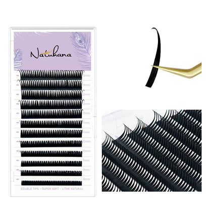 NATUHANA 0.07mm Wet Eyelash Extensions – Manga Wispy Spikes & Premade Fans for Cosplay & Volume