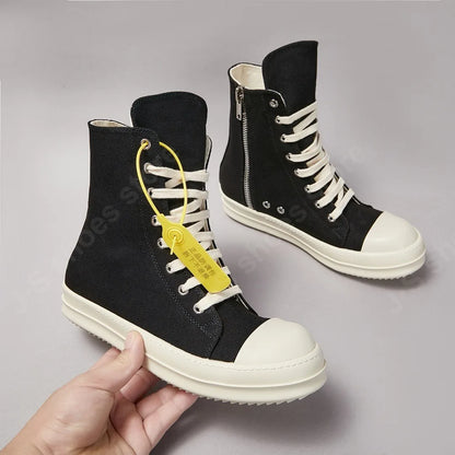 Classic Black Canvas Shoes - Ricks Brand High Top Sneakers for Men & Women, Luxury Lace-Up Casual Boots