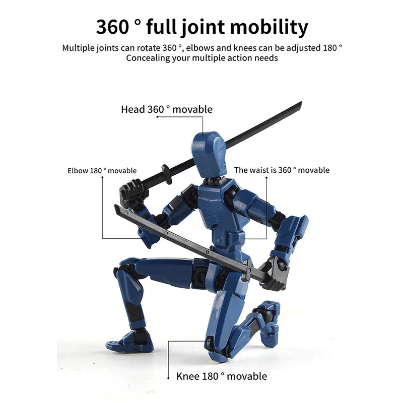 3D Movable Shapeshift Robot Action Model - Creative Printed Mannequin Doll Toy for Kids, Gifts for Boys and Girls