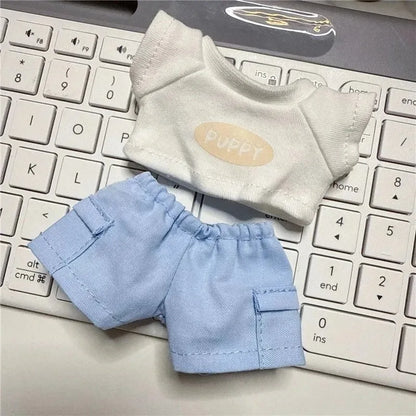 Labubu 15-17cm Doll Sports Outfit – LA Baseball & Trendy Tennis/Badminton Clothing, T-Shirt & Cargo Pants Set