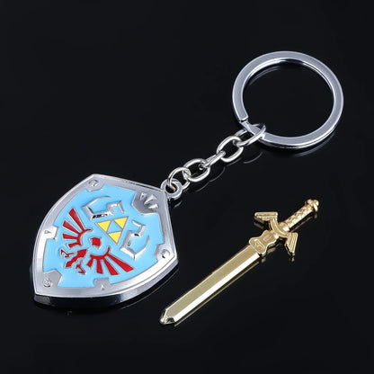 Zelda Hylian Shield & Master Sword Keychain – Cosplay Pendant Keyring for Fans
