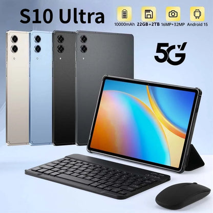 10.1" S10 Ultra Kids Tablet – Global Edition Android 15, 5G Dual SIM, Gaming Tablet 22GB+2TB, 10000mAh