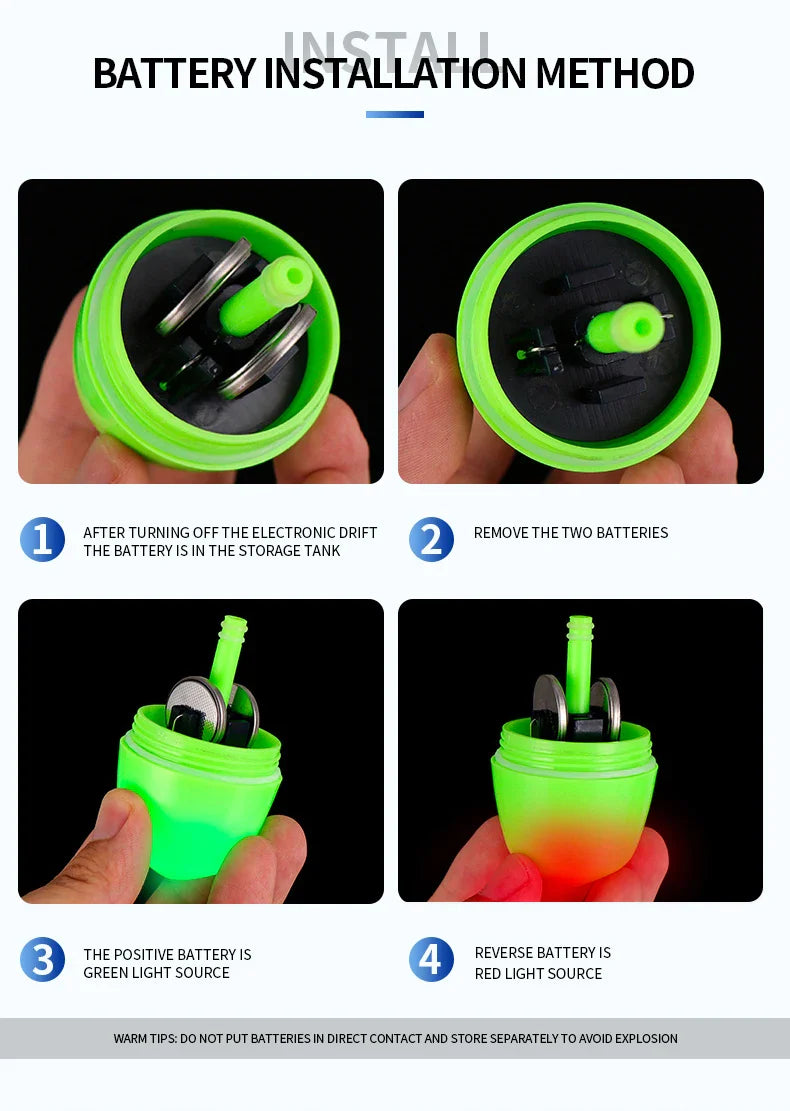 TAIYU Luminous Fishing Float Set – High Sensitivity Red & Green Adjustable Waterproof Electronic Bobbers